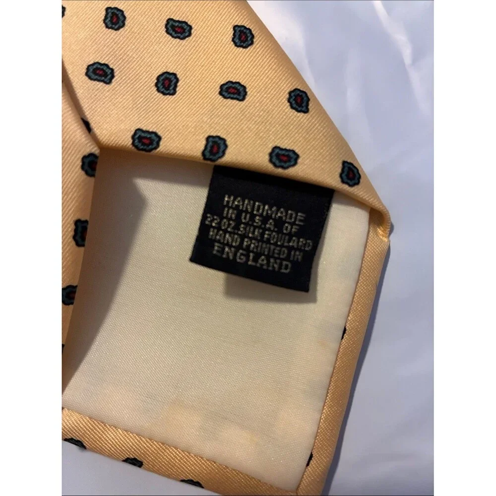 CROMWELL Yellow Tie with Navy Dot Pattern